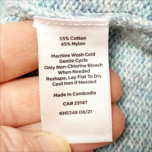 Talbots Honeycomb High-Low Mock Neck Sweater XL pastel blue cable knit casual - Picture 8 of 11